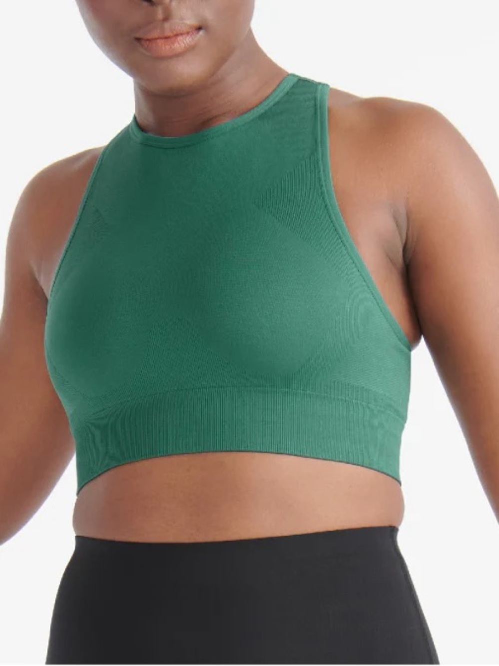 Knix Seamless Good to Go High-Neck Crop Bralette Sports Bra, Green, Large,